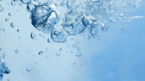 Blue sea underwater with air bubbles rising up Stock Footage 101476900