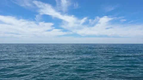Blue sea waves and sky with beautiful clouds. Stock Footage 337050498