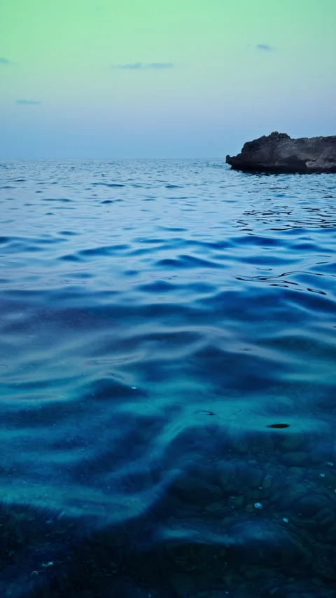 Blue Sea Waves Background, Calm Water Surface Stock Footage 345523736
