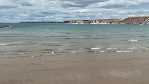 Blue Sea Waves on Beach Shore Drone Shot Stock Footage 342291256