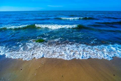Blue sea with waves Stock Photos