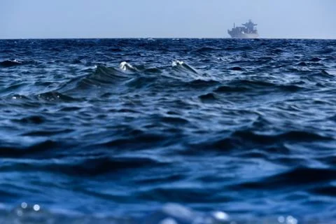 The blue sea with waves Stock Photos