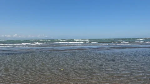 Blue Sea Waves on Sandy Beach 1 Stock Footage 219195950