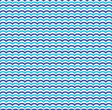 Blue sea waves seamless pattern Stock Illustration