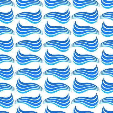 Blue sea waves seamless pattern. Vector illustration. Stock Illustration