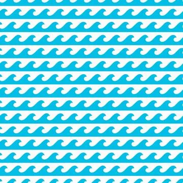 Blue sea waves seamless pattern, ocean tide ripple Illustrazione stock