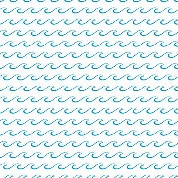 Blue sea waves seamless pattern, vector splashes Stock Illustration