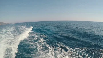 Blue sea waves seen from a sailing boat Stock Footage 85818002