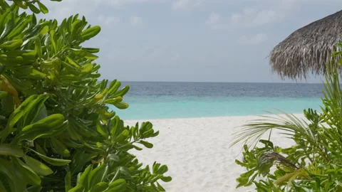 Blue sea with waves, wind and white sand beach. Nature tropical Island. Stock Footage 164241516