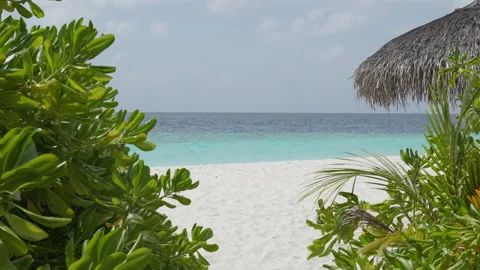 Blue sea with waves, wind and white sand beach. Nature tropical Island Stock Footage 164241693