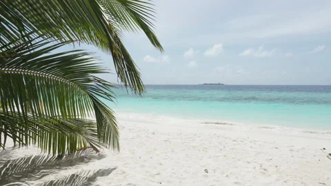 Blue sea with waves, wind and white sand beach. Nature tropical Island Stock Footage 164243676