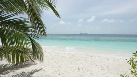 Blue sea with waves, wind and white sand beach. Nature tropical Island Stock Footage 168694962