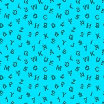 Blue seamless alphabet endless pattern. Stockillustratie