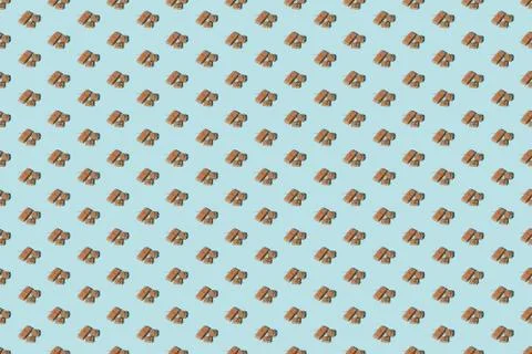 Blue seamless background beige parcel pattern gift 写真素材