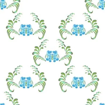 Blue seamless flower pattern Stock Illustration