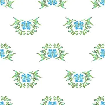 Blue seamless flower pattern Stock Illustration