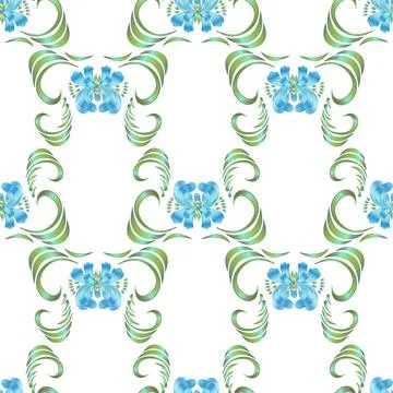 Blue seamless flower pattern Stock Illustration
