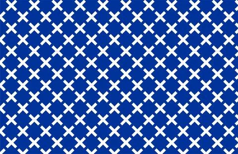 Blue Seamless Geometric Cross Pattern Background, Abstract White Cross Texture 스톡 일러스트