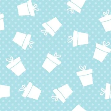 Blue seamless gift pattern. Giveaway holidays present boxes Stock Illustration