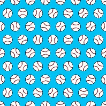 Blue seamless pattern with baseballs Stock Illustration