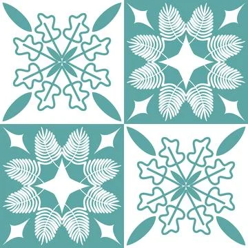 Blue seamless pattern for ceramic tiles in spanish portuguese retro style, bl 库存插图