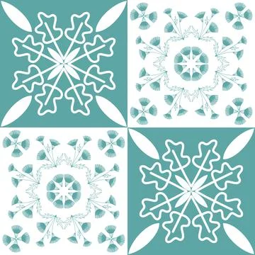 Blue seamless pattern for ceramic tiles in spanish portuguese retro style, bl Ilustración de archivo
