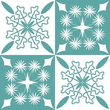 Blue seamless pattern for ceramic tiles in spanish portuguese retro style, bl Stock Illustration