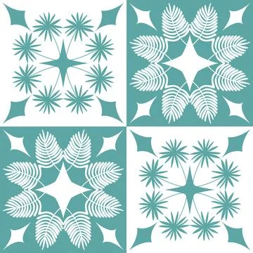 Blue seamless pattern for ceramic tiles in spanish portuguese retro style, bl Stock Illustration