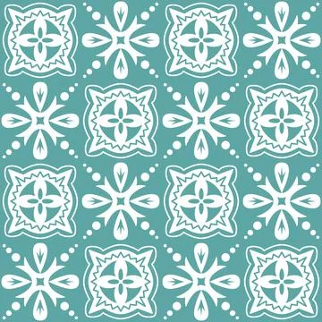 Blue seamless pattern for ceramic tiles in spanish portuguese retro style, bl 스톡 일러스트