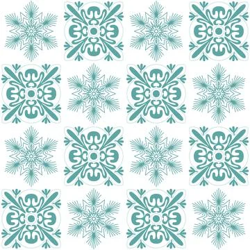 Blue seamless pattern for ceramic tiles in spanish portuguese retro style, bl Ilustración de archivo