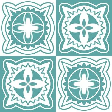 Blue seamless pattern for ceramic tiles in spanish portuguese retro style, bl Stockillustratie