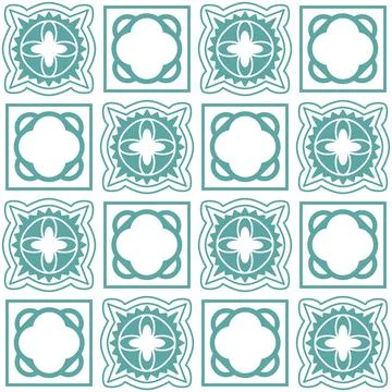 Blue seamless pattern for ceramic tiles in spanish portuguese retro style, bl Stock Illustration