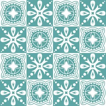 Blue seamless pattern for ceramic tiles in spanish portuguese retro style, bl Ilustración de archivo