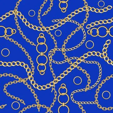 Blue seamless pattern chain Stock Illustration