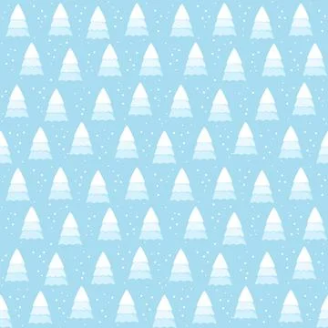 Blue seamless pattern with Christmas trees. Flat vector illustration Illustrazione stock