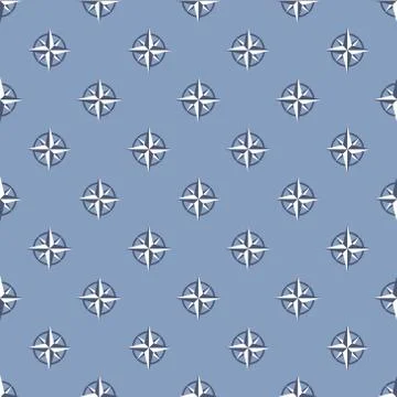 Blue seamless pattern with compass signs Stock Illustration