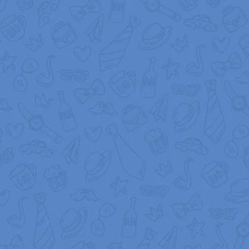 Blue seamless pattern with different father day objects related Vector 스톡 일러스트