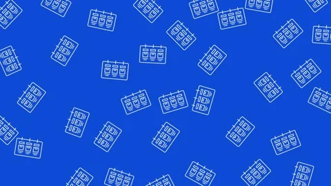 Blue seamless pattern featuring white hourglass icons with Yen currency symbols Stock Footage 345539079