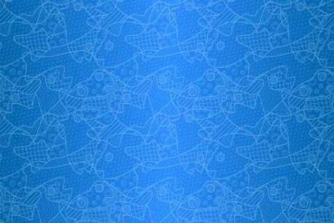 Blue seamless pattern with fishes Stock Illustration