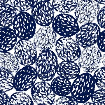 Blue seamless pattern in japanese style. Traditional vector art background. Hand Stock Illustration