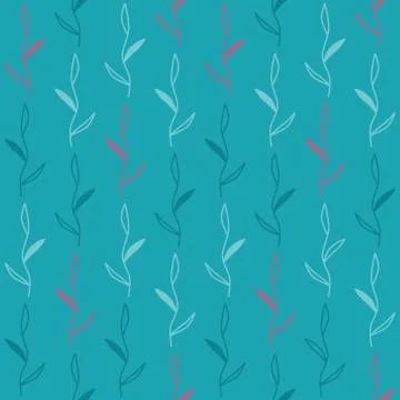 Blue seamless pattern with leaves Stock Illustration