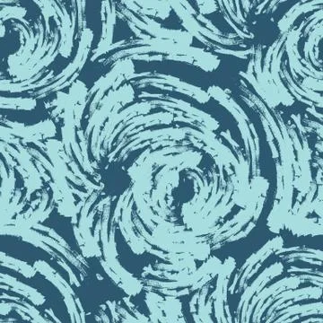Blue seamless pattern of lines or brush strokes in the form of arcs. patterne Illustrazione stock