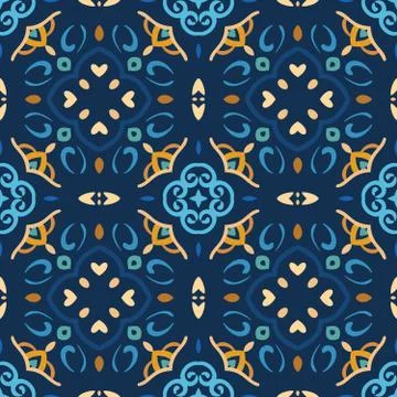 Blue Seamless Pattern Oriental Design Illustrazione stock