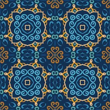 Blue Seamless Pattern Oriental Design イラスト素材