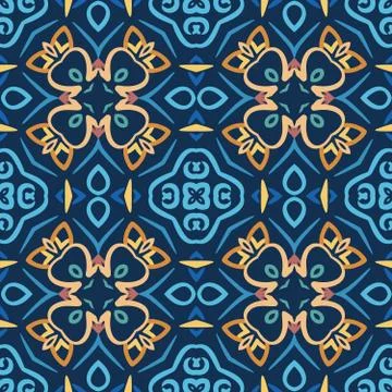 Blue Seamless Pattern Oriental Design Illustrazione stock