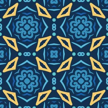 Blue Seamless Pattern Oriental Design Stock Illustration