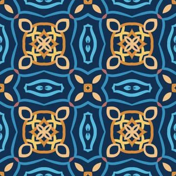 Blue Seamless Pattern Oriental Design Stock Illustration
