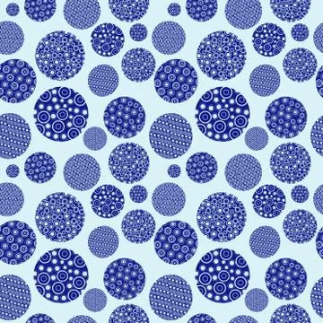 Blue seamless pattern with round shapes Stock Illustration