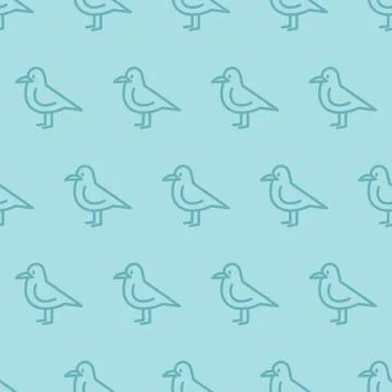 Blue seamless pattern with seagulls Stock Illustration
