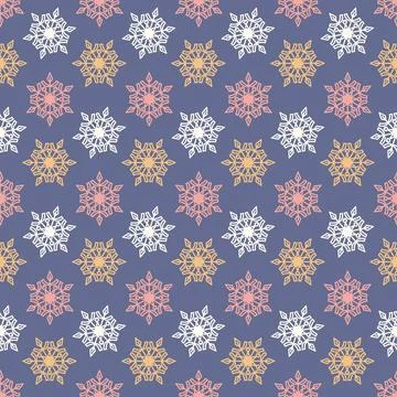 Blue seamless pattern with snowflake, christmas festive winter art snowflak.. Stock Illustration